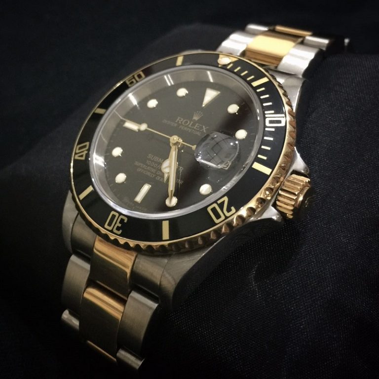 Replica-Rolex-Submariner-Two-Tone-Black-Dial-Watch-Magnifier