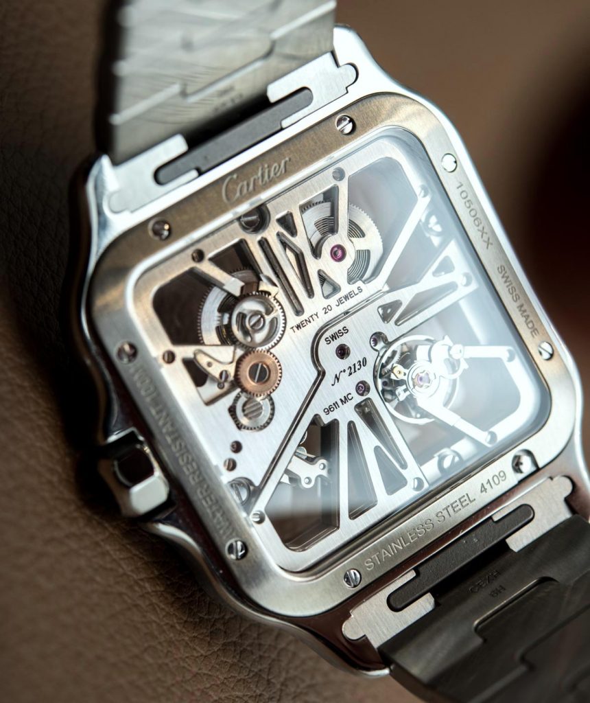Cartier Santos De Cartier Skeleton Swiss Made Replica Watches In Steel ...